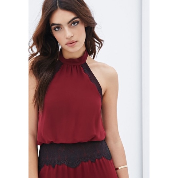 Forever 21 Lace Trimmed Halter Maxi Dress - Picture 5 of 10